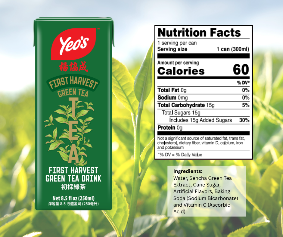 Yeo’s First Harvest Green Tea Drink 8.5 fl oz (250ml) – Freshly Brewed and Naturally Refreshing