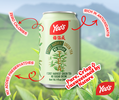 Yeo’s First Harvest Green Tea No Sugar Drink 10.1 fl oz (300ml) – Unsweetened, Crisp, and Naturally Pure