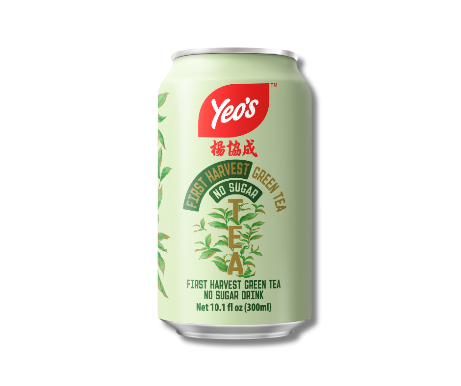 Yeo’s First Harvest Green Tea No Sugar Drink 10.1 fl oz (300ml) can – zero-sugar tea with clean, natural flavor in light green can