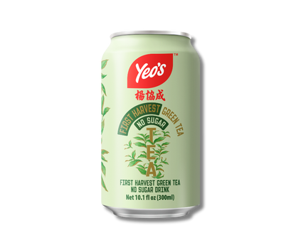 Yeo’s First Harvest Green Tea No Sugar Drink 10.1 fl oz (300ml) can – zero-sugar tea with clean, natural flavor in light green can