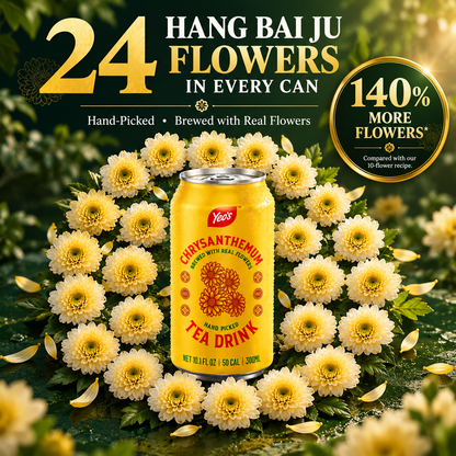 24 Hang Bai Ju flowers in every can of Yeo's Chrysanthemum Tea (case of 12)