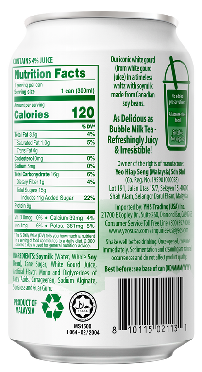 Yeo’s White Gourd Soymilk Blend 10.1 fl oz (300ml) – Smooth, Creamy, and Refreshingly Light