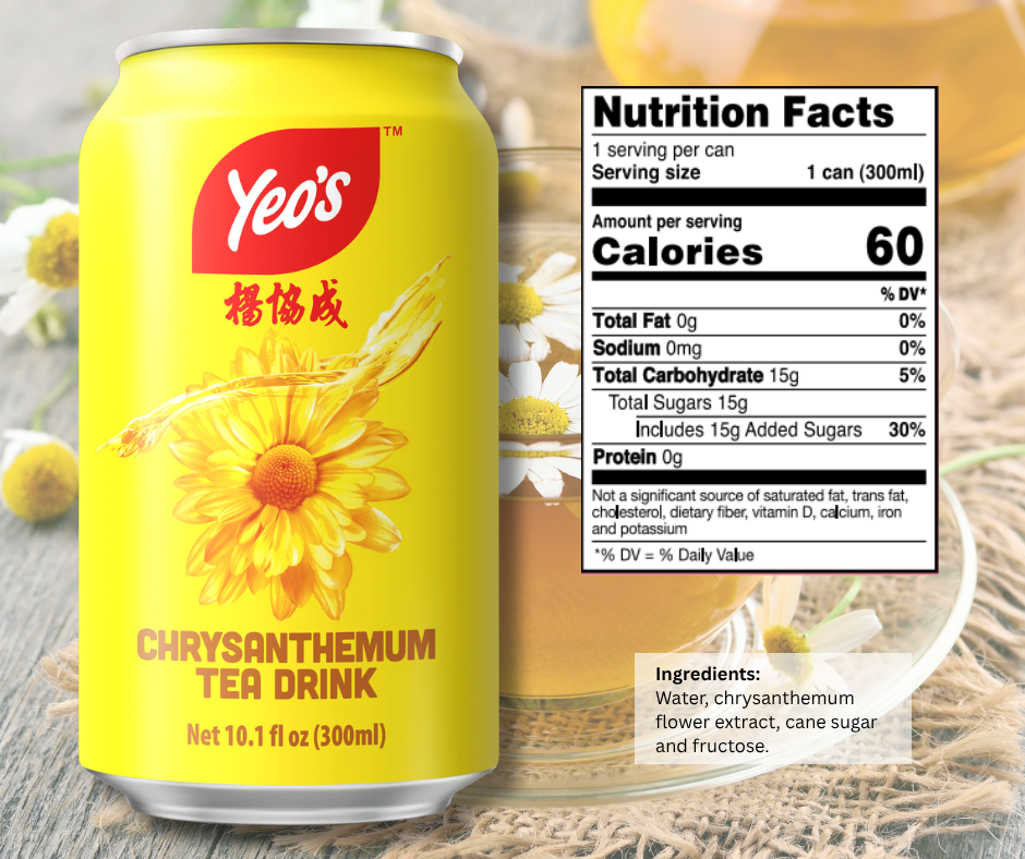Yeo’s Chrysanthemum Tea Drink 10.1 fl oz (300ml) – Fragrant, Calming,