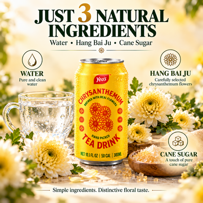Three natural ingredients: water, Hang Bai Ju, and cane sugar