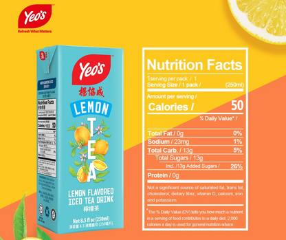 Yeo’s Lemon Flavored Iced Tea Drink 8.5 fl oz (250ml) – Bright, Zesty, and Thirst-Quenching - Yeo's Online Shop