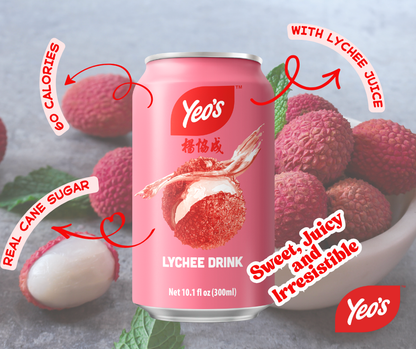 Yeo’s Lychee Drink 10.1 fl oz (300ml) – Sweet, Floral, and Delightfully Tropical