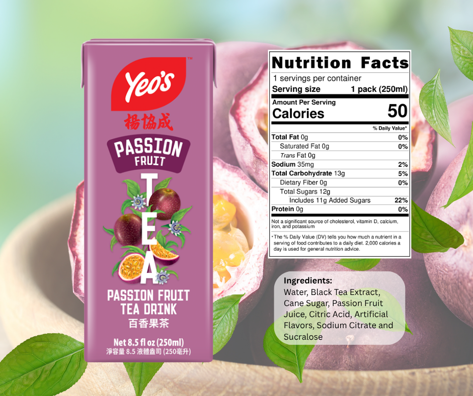 Yeo’s Passion Fruit Tea Drink 8.5 fl oz (250ml) – Tangy, Tropical, and Perfectly Balanced
