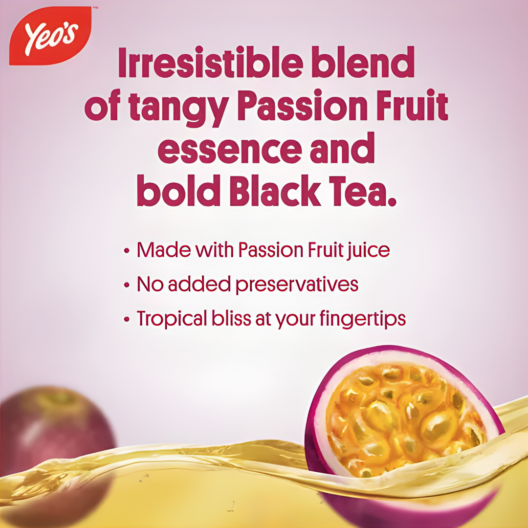 Yeo’s Passion Fruit Tea Drink 8.5 fl oz (250ml) – Tangy, Tropical, and Perfectly Balanced