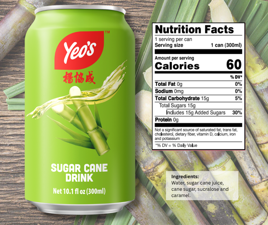 Yeo’s Sugar Cane Drink 10.1 fl oz (300ml) – Naturally Sweet, Smooth, and Energizing