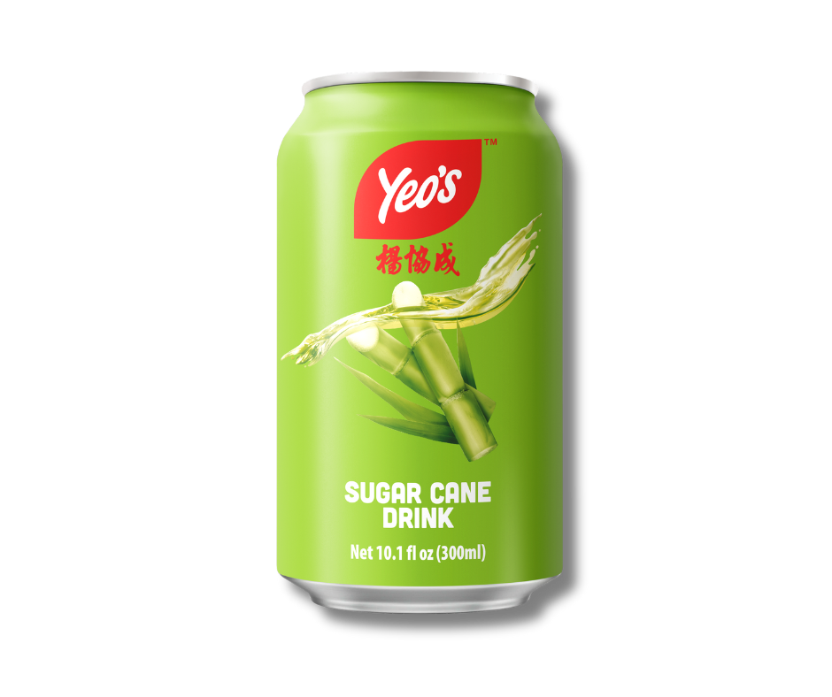 Yeo’s Sugar Cane Drink 10.1 fl oz (300ml) can – naturally sweet sugarcane juice drink, classic Asian favorite in green can with sugarcane stalk design